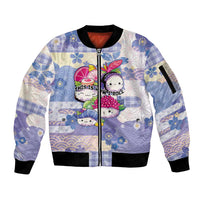 Personalized Japanese Kawaii Sushi Sleeve Zip Bomber Jacket Blue Wagara Palaka This Is How I Roll