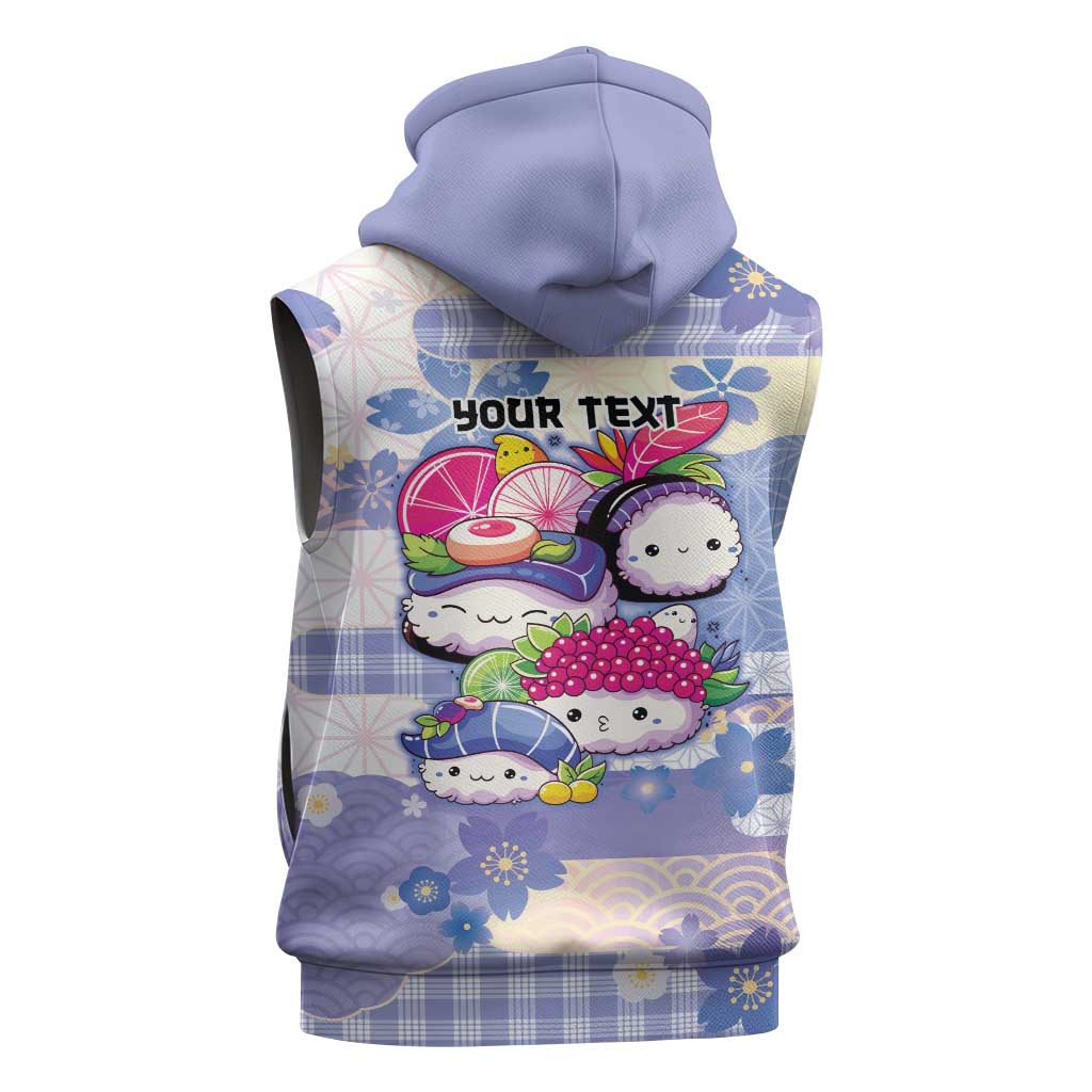 Personalized Japanese Kawaii Sushi Sleeveless Hoodie Blue Wagara Palaka This Is How I Roll