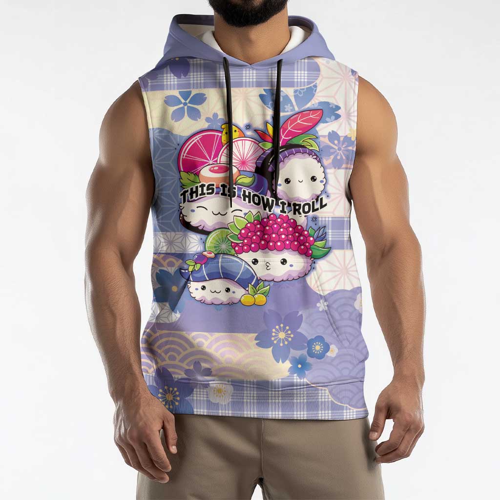 Personalized Japanese Kawaii Sushi Sleeveless Hoodie Blue Wagara Palaka This Is How I Roll