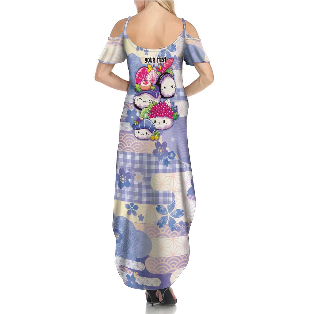 Personalized Japanese Kawaii Sushi Summer Maxi Dress Blue Wagara Palaka This Is How I Roll