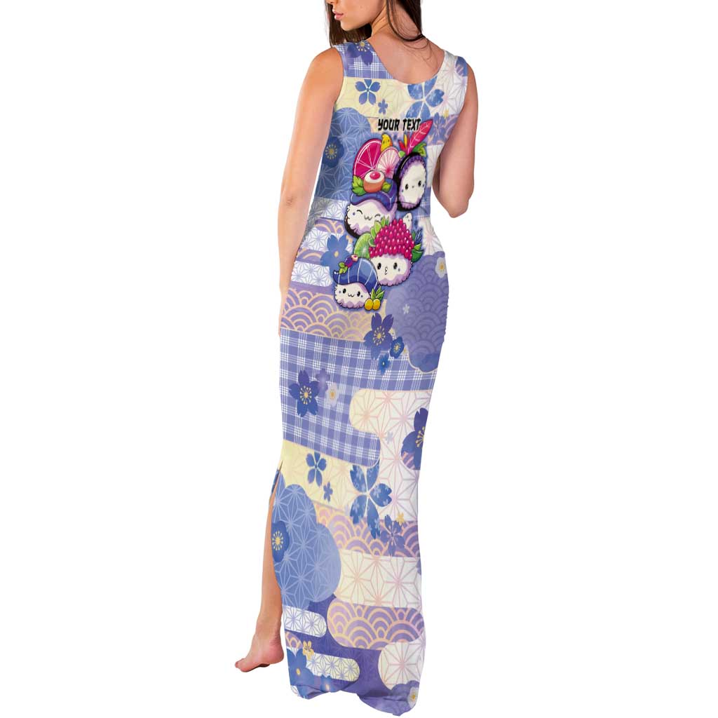 Personalized Japanese Kawaii Sushi Tank Maxi Dress Blue Wagara Palaka This Is How I Roll