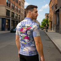 Personalized Japanese Kawaii Sushi Zipper Polo Shirt Blue Wagara Palaka This Is How I Roll