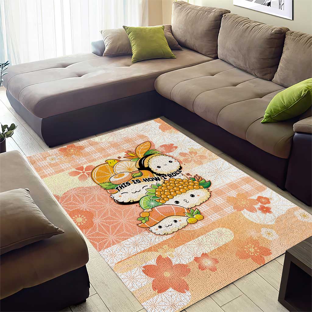 Japanese Kawaii Sushi Area Rug Peach Wagara Palaka This Is How I Roll