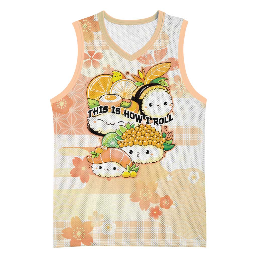 Personalized Japanese Kawaii Sushi Basketball Jersey Peach Wagara Palaka This Is How I Roll