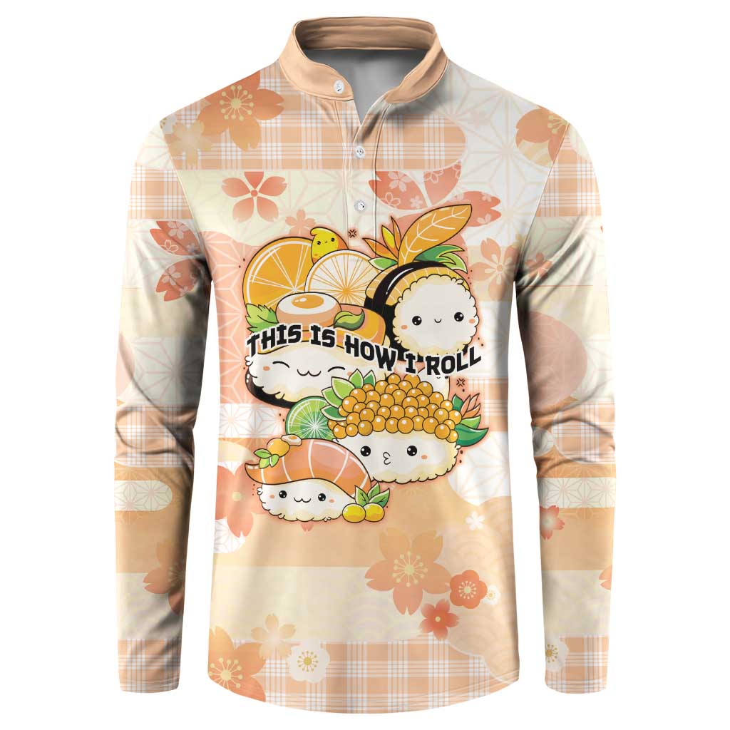 Personalized Japanese Kawaii Sushi Button Sweatshirt Peach Wagara Palaka This Is How I Roll