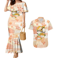 Personalized Japanese Kawaii Sushi Couples Matching Mermaid Dress and Hawaiian Shirt Peach Wagara Palaka This Is How I Roll