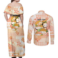 Personalized Japanese Kawaii Sushi Couples Matching Off Shoulder Maxi Dress and Long Sleeve Button Shirt Peach Wagara Palaka This Is How I Roll LT9 - Polynesian Pride