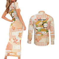 Personalized Japanese Kawaii Sushi Couples Matching Short Sleeve Bodycon Dress and Long Sleeve Button Shirt Peach Wagara Palaka This Is How I Roll