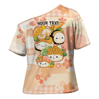 Personalized Japanese Kawaii Sushi Cross Shoulder Shirt Peach Wagara Palaka This Is How I Roll