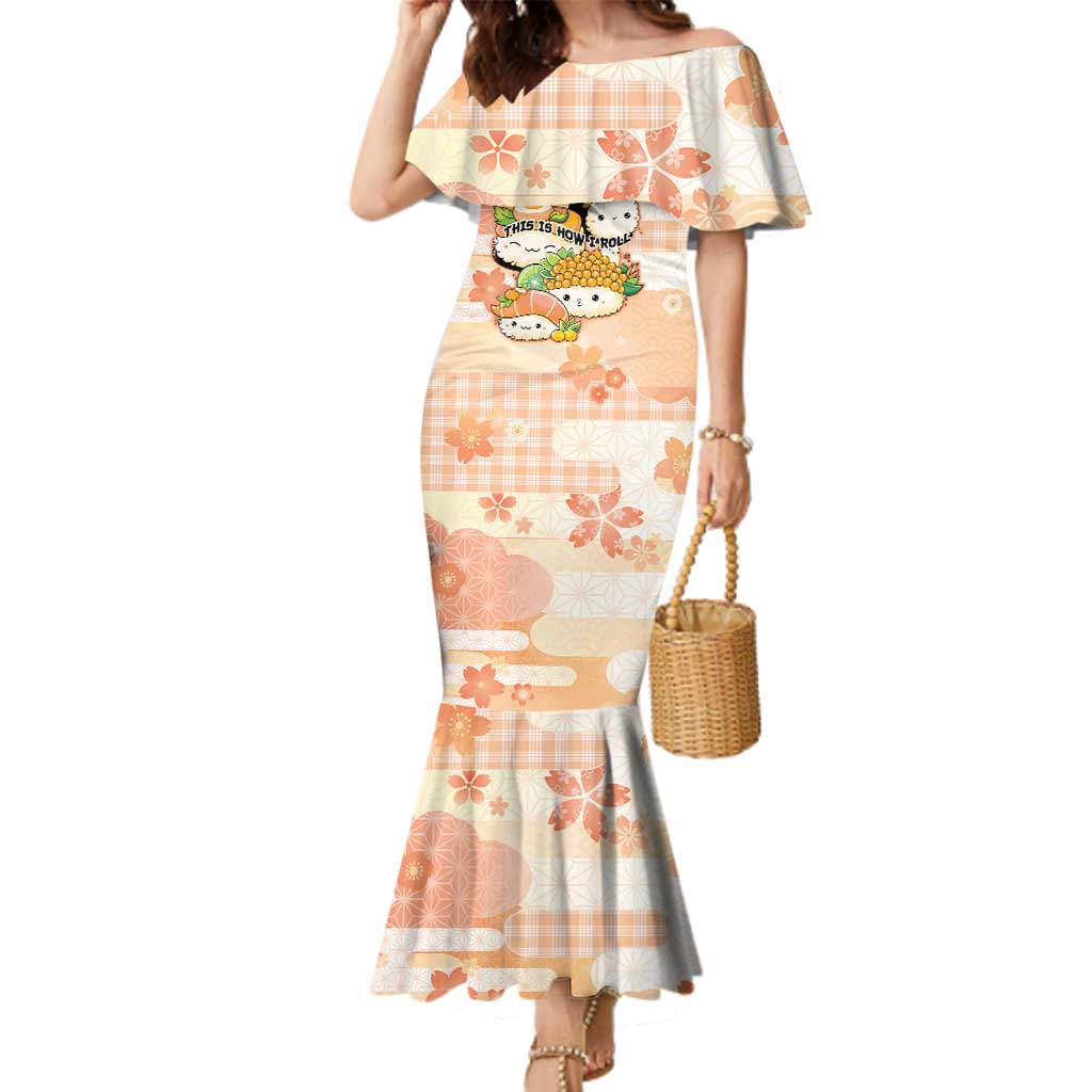 Personalized Japanese Kawaii Sushi Family Matching Mermaid Dress and Hawaiian Shirt Peach Wagara Palaka This Is How I Roll