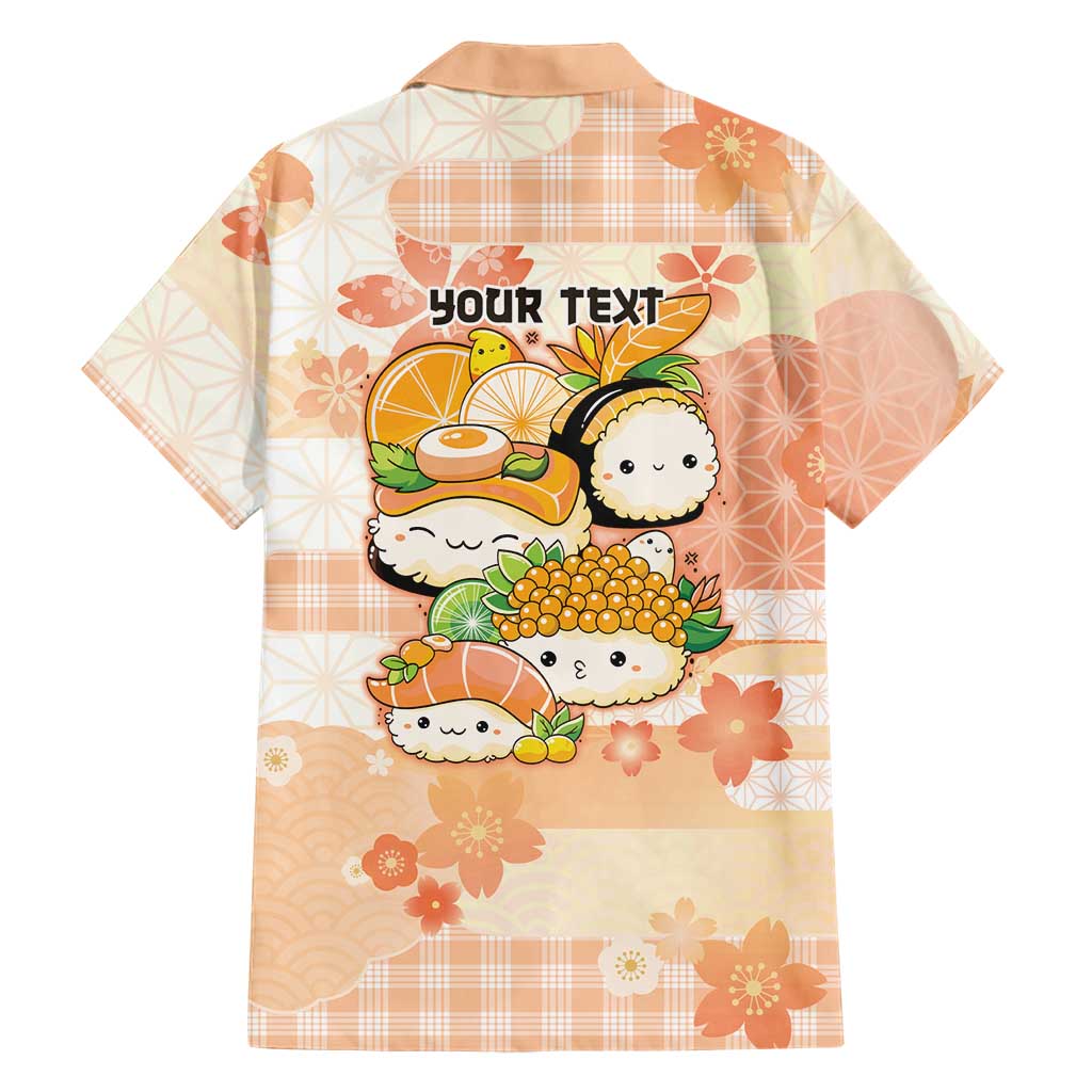 Personalized Japanese Kawaii Sushi Family Matching Off The Shoulder Long Sleeve Dress and Hawaiian Shirt Peach Wagara Palaka This Is How I Roll