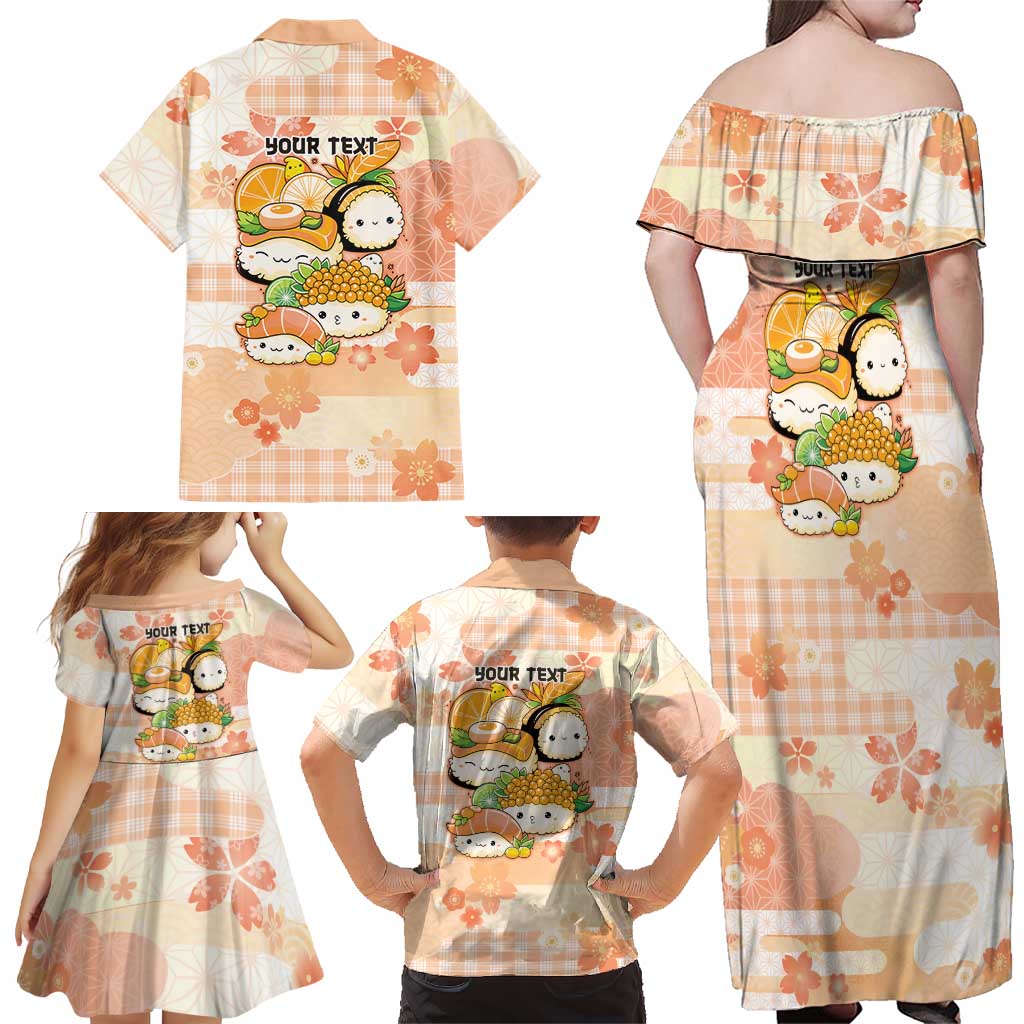 Personalized Japanese Kawaii Sushi Family Matching Off Shoulder Maxi Dress and Hawaiian Shirt Peach Wagara Palaka This Is How I Roll LT9 - Polynesian Pride
