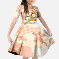 Personalized Japanese Kawaii Sushi Family Matching Short Sleeve Bodycon Dress and Hawaiian Shirt Peach Wagara Palaka This Is How I Roll