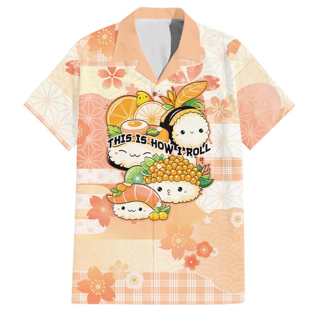 Personalized Japanese Kawaii Sushi Family Matching Summer Maxi Dress and Hawaiian Shirt Peach Wagara Palaka This Is How I Roll LT9 Dad's Shirt - Short Sleeve Peach - Polynesian Pride