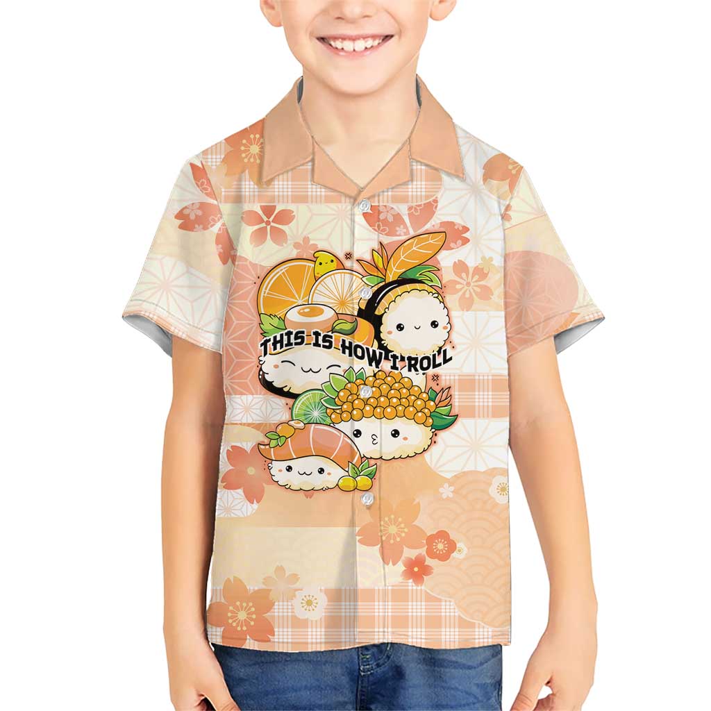 Personalized Japanese Kawaii Sushi Kid Hawaiian Shirt Peach Wagara Palaka This Is How I Roll