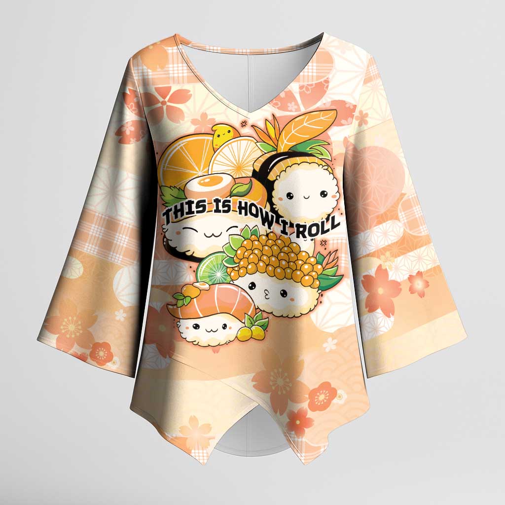 Personalized Japanese Kawaii Sushi Kimono Sleeve Blouse Peach Wagara Palaka This Is How I Roll