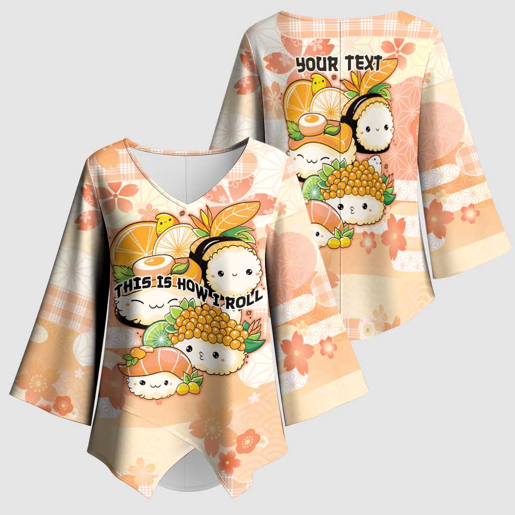 Personalized Japanese Kawaii Sushi Kimono Sleeve Blouse Peach Wagara Palaka This Is How I Roll