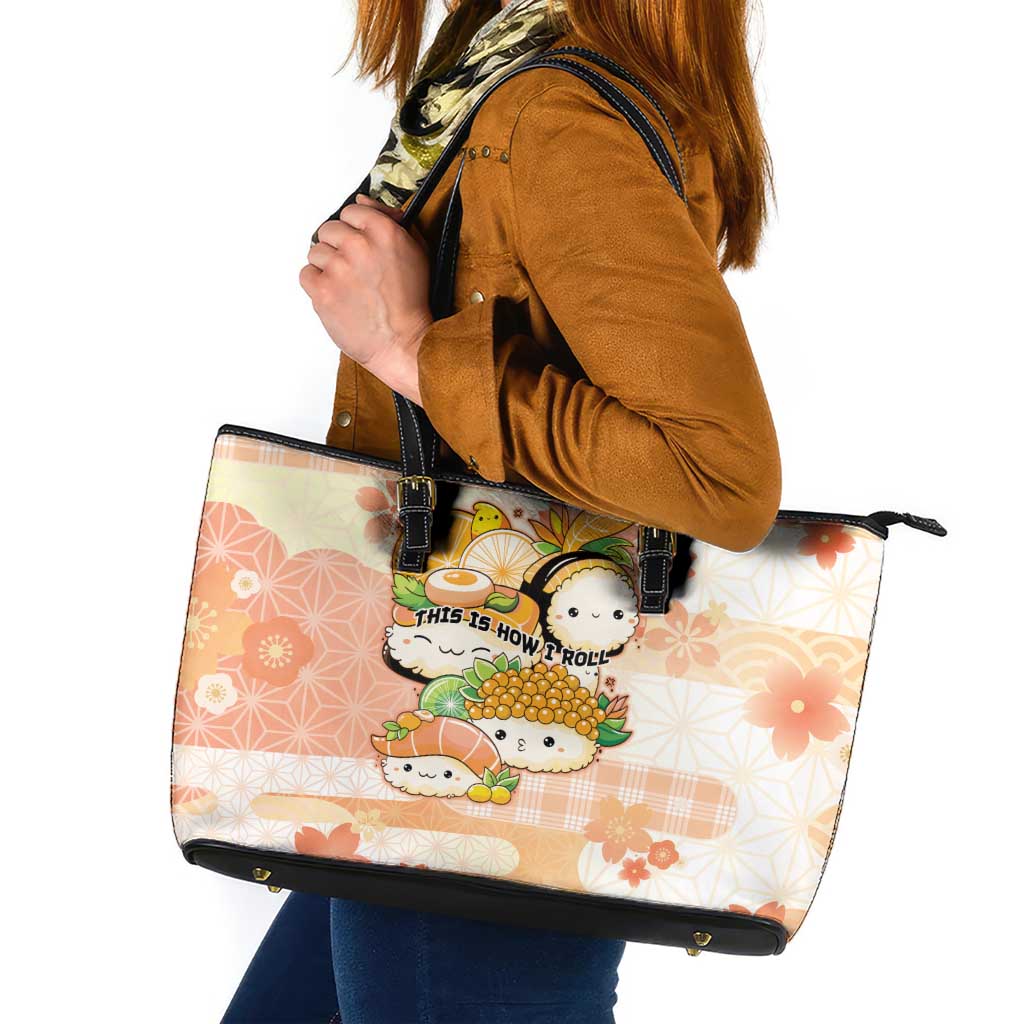 Japanese Kawaii Sushi Leather Tote Bag Peach Wagara Palaka This Is How I Roll