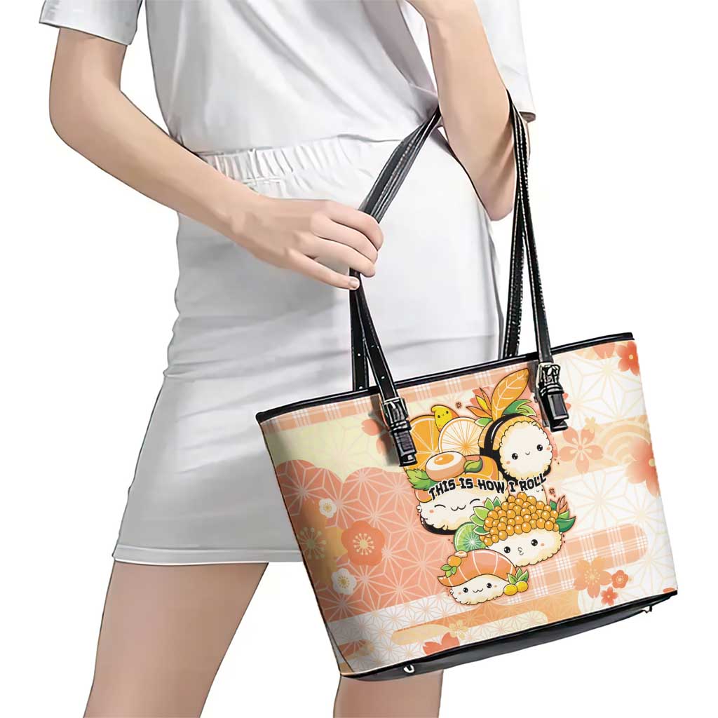 Japanese Kawaii Sushi Leather Tote Bag Peach Wagara Palaka This Is How I Roll