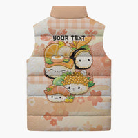 Personalized Japanese Kawaii Sushi Sleeveless Puffer Jacket Peach Wagara Palaka This Is How I Roll