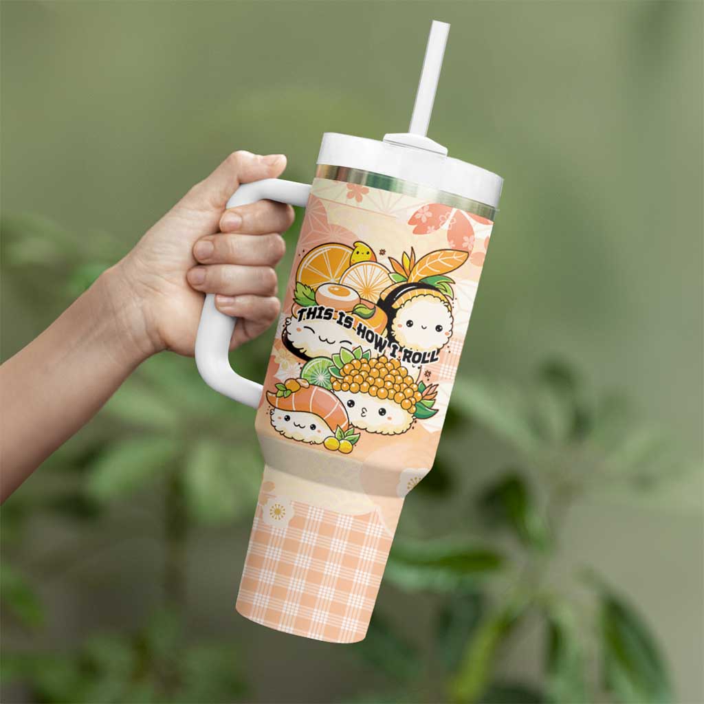 Personalized Japanese Kawaii Sushi Tumbler With Handle Peach Wagara Palaka This Is How I Roll