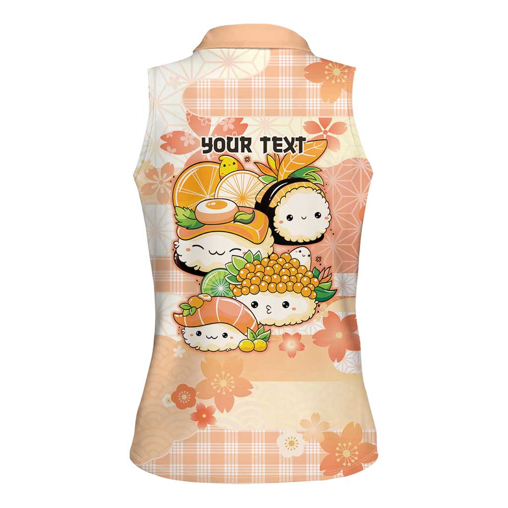 Personalized Japanese Kawaii Sushi Women Sleeveless Polo Shirt Peach Wagara Palaka This Is How I Roll