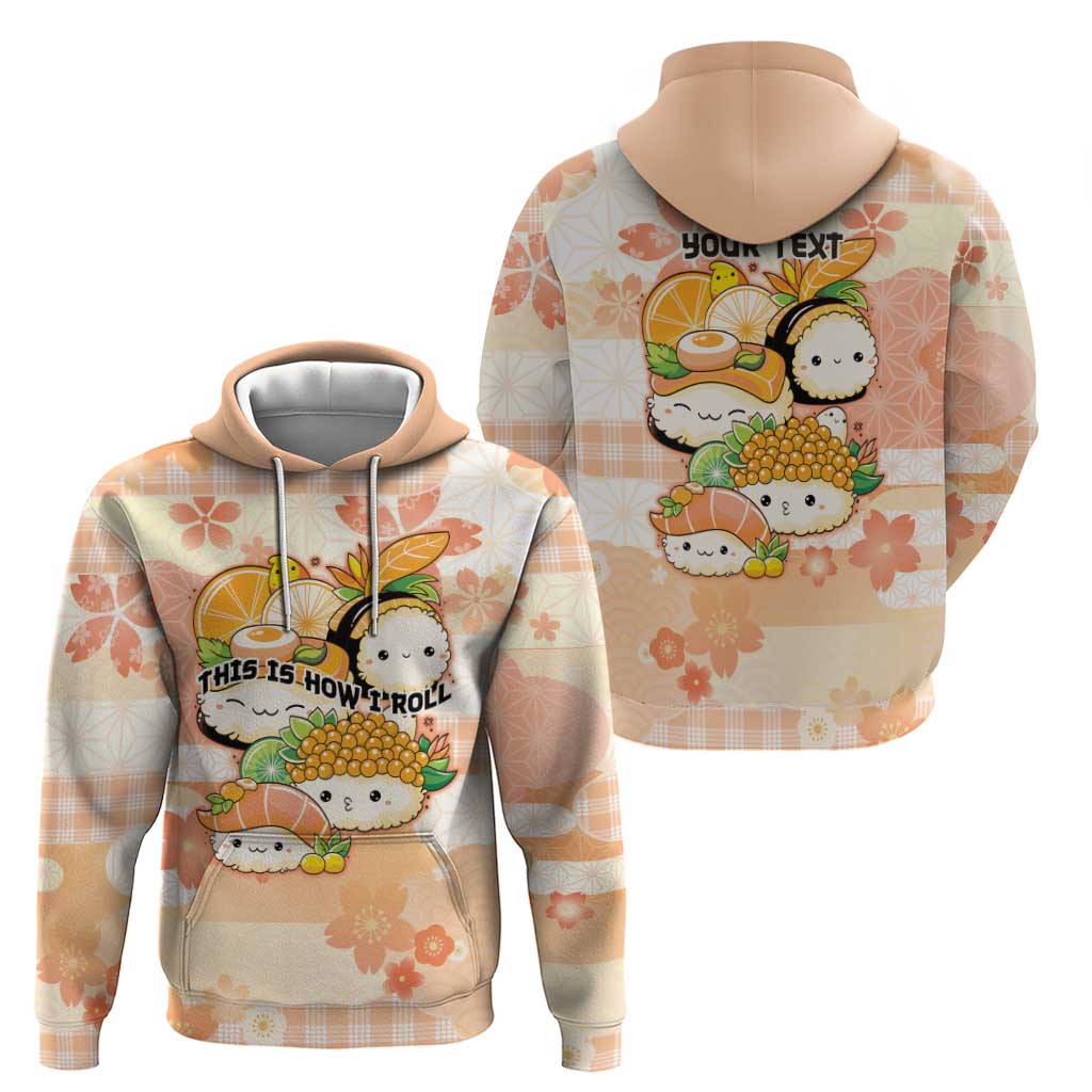 Personalized Japanese Kawaii Sushi Zip Hoodie Peach Wagara Palaka This Is How I Roll