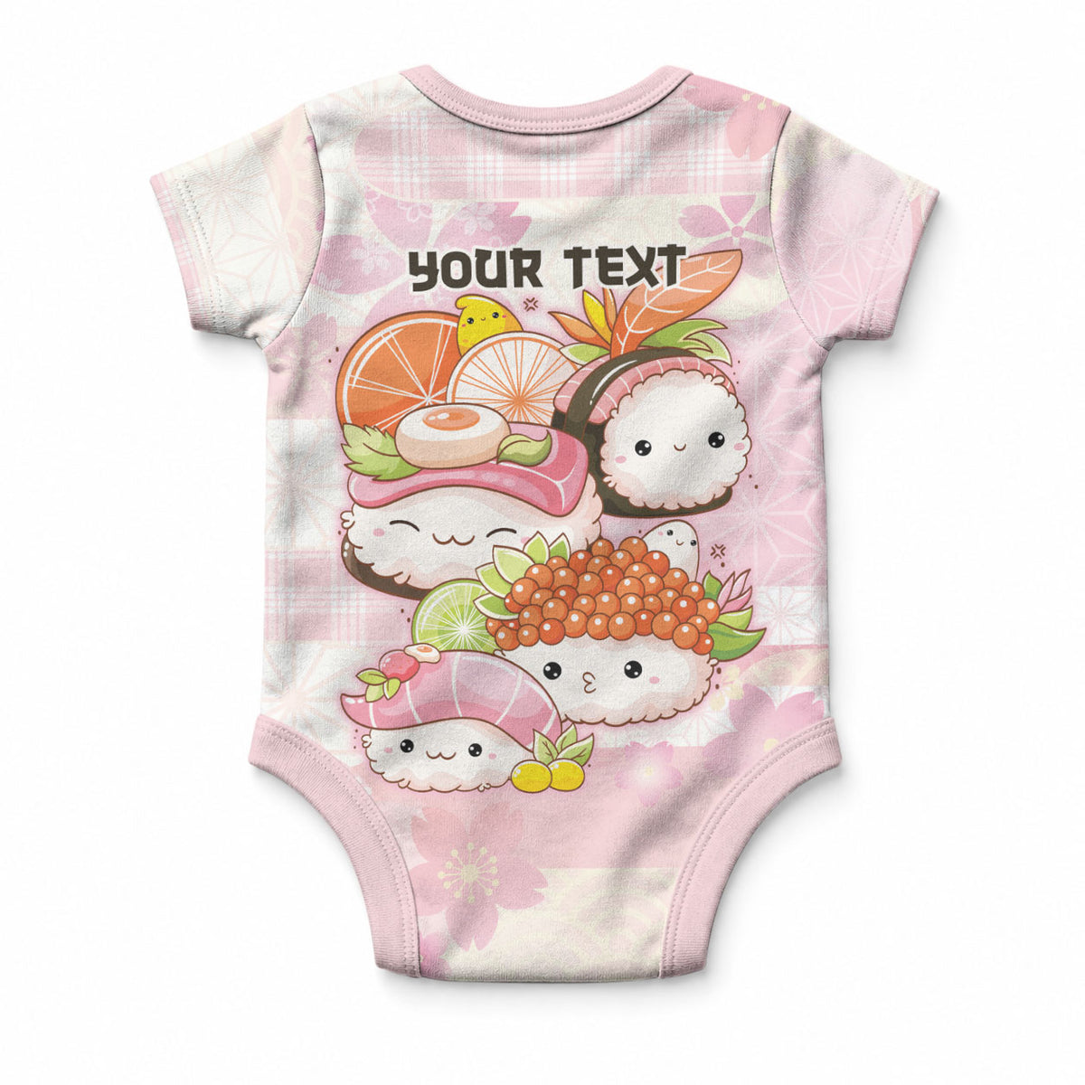 Personalized Japanese Kawaii Sushi Baby Onesie Pink Wagara Palaka This Is How I Roll LT9 - Polynesian Pride