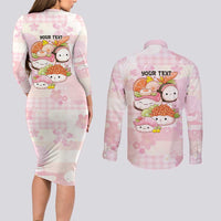 Personalized Japanese Kawaii Sushi Couples Matching Long Sleeve Bodycon Dress and Long Sleeve Button Shirt Pink Wagara Palaka This Is How I Roll