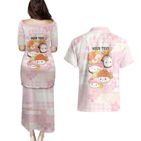 Personalized Japanese Kawaii Sushi Couples Matching Puletasi and Hawaiian Shirt Pink Wagara Palaka This Is How I Roll