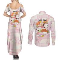 Personalized Japanese Kawaii Sushi Couples Matching Summer Maxi Dress and Long Sleeve Button Shirt Pink Wagara Palaka This Is How I Roll