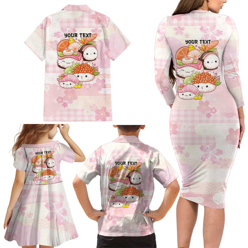 Personalized Japanese Kawaii Sushi Family Matching Long Sleeve Bodycon Dress and Hawaiian Shirt Pink Wagara Palaka This Is How I Roll LT9 - Polynesian Pride