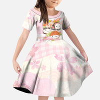 Personalized Japanese Kawaii Sushi Family Matching Summer Maxi Dress and Hawaiian Shirt Pink Wagara Palaka This Is How I Roll LT9 Daughter's Dress Pink - Polynesian Pride