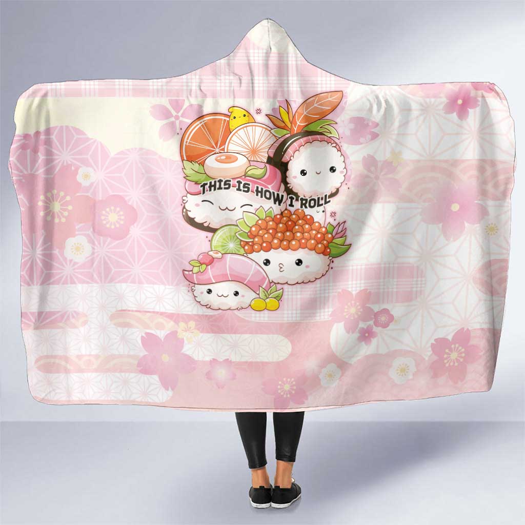Japanese Kawaii Sushi Hooded Blanket Pink Wagara Palaka This Is How I Roll