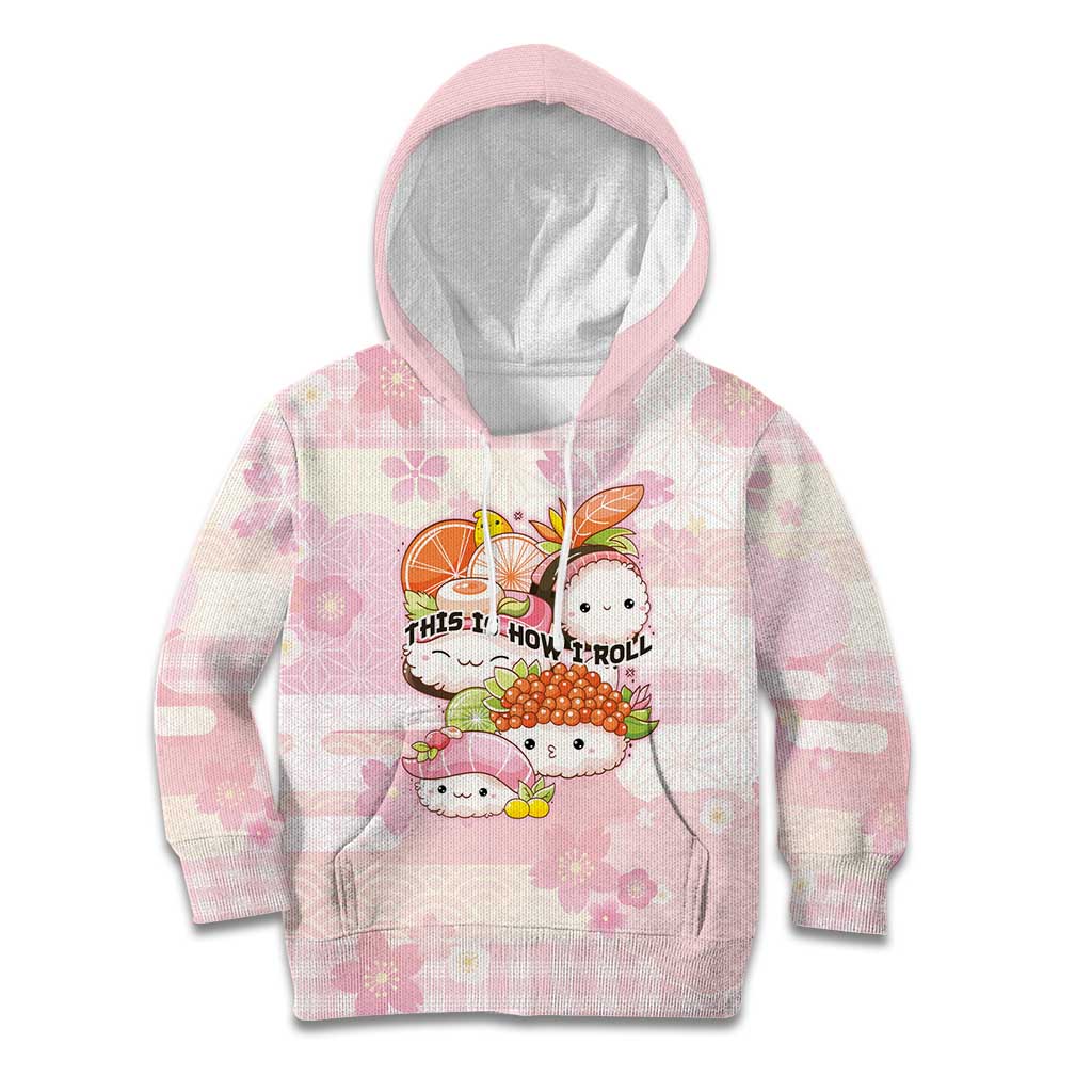 Personalized Japanese Kawaii Sushi Kid Hoodie Pink Wagara Palaka This Is How I Roll