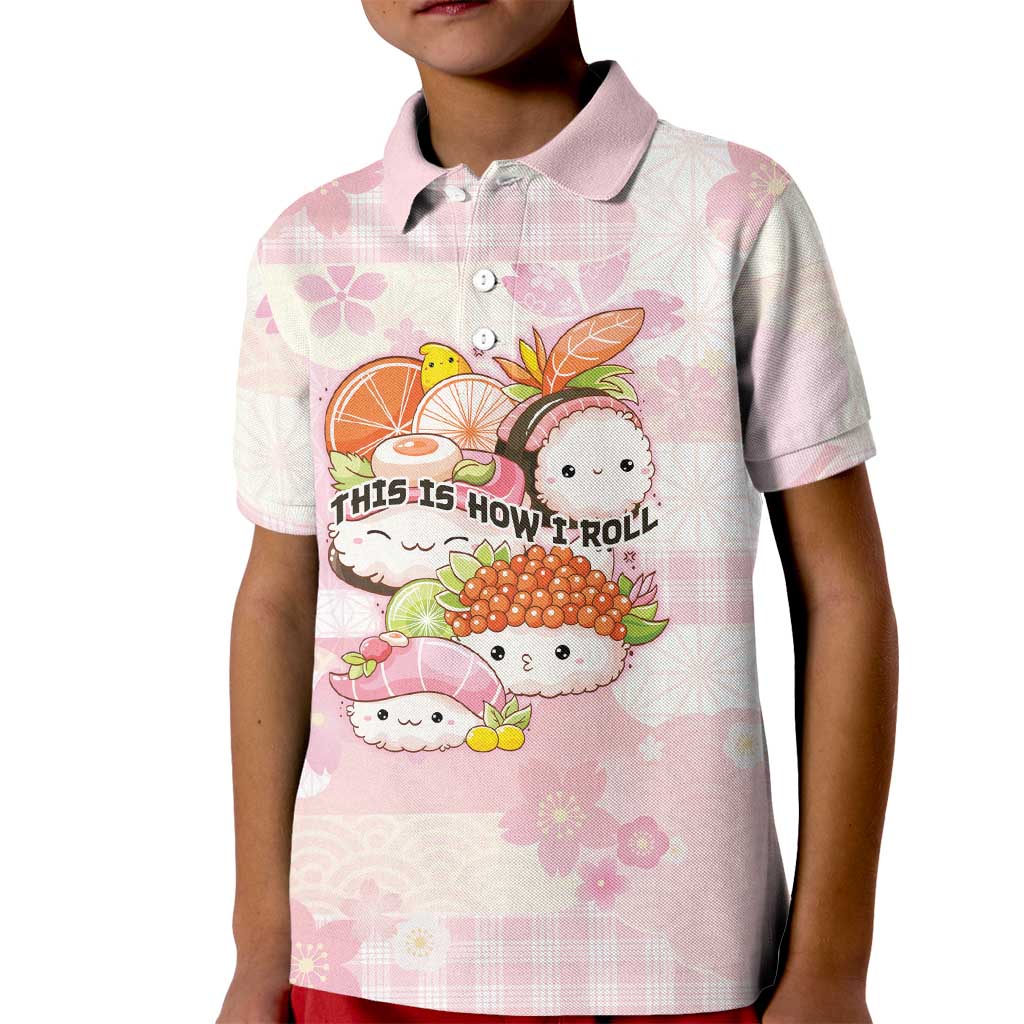 Personalized Japanese Kawaii Sushi Kid Polo Shirt Pink Wagara Palaka This Is How I Roll