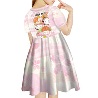 Personalized Japanese Kawaii Sushi Kid Short Sleeve Dress Pink Wagara Palaka This Is How I Roll