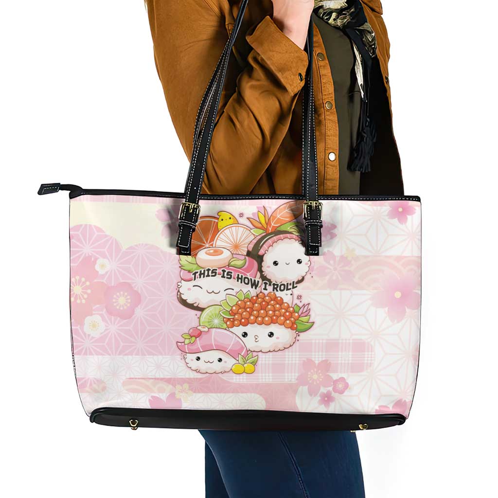 Japanese Kawaii Sushi Leather Tote Bag Pink Wagara Palaka This Is How I Roll