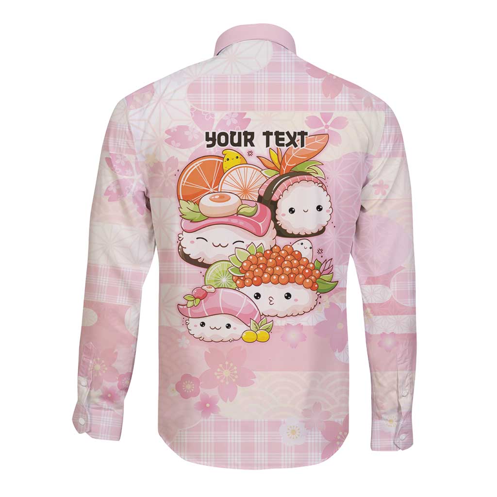 Personalized Japanese Kawaii Sushi Long Sleeve Button Shirt Pink Wagara Palaka This Is How I Roll