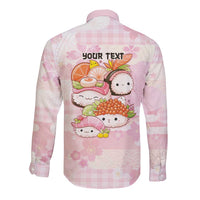 Personalized Japanese Kawaii Sushi Long Sleeve Button Shirt Pink Wagara Palaka This Is How I Roll