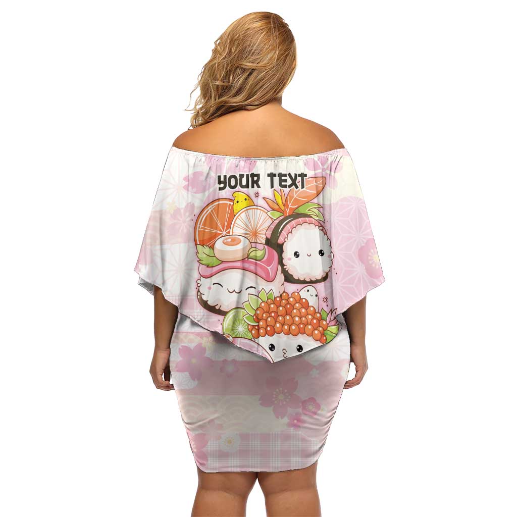 Personalized Japanese Kawaii Sushi Off Shoulder Short Dress Pink Wagara Palaka This Is How I Roll