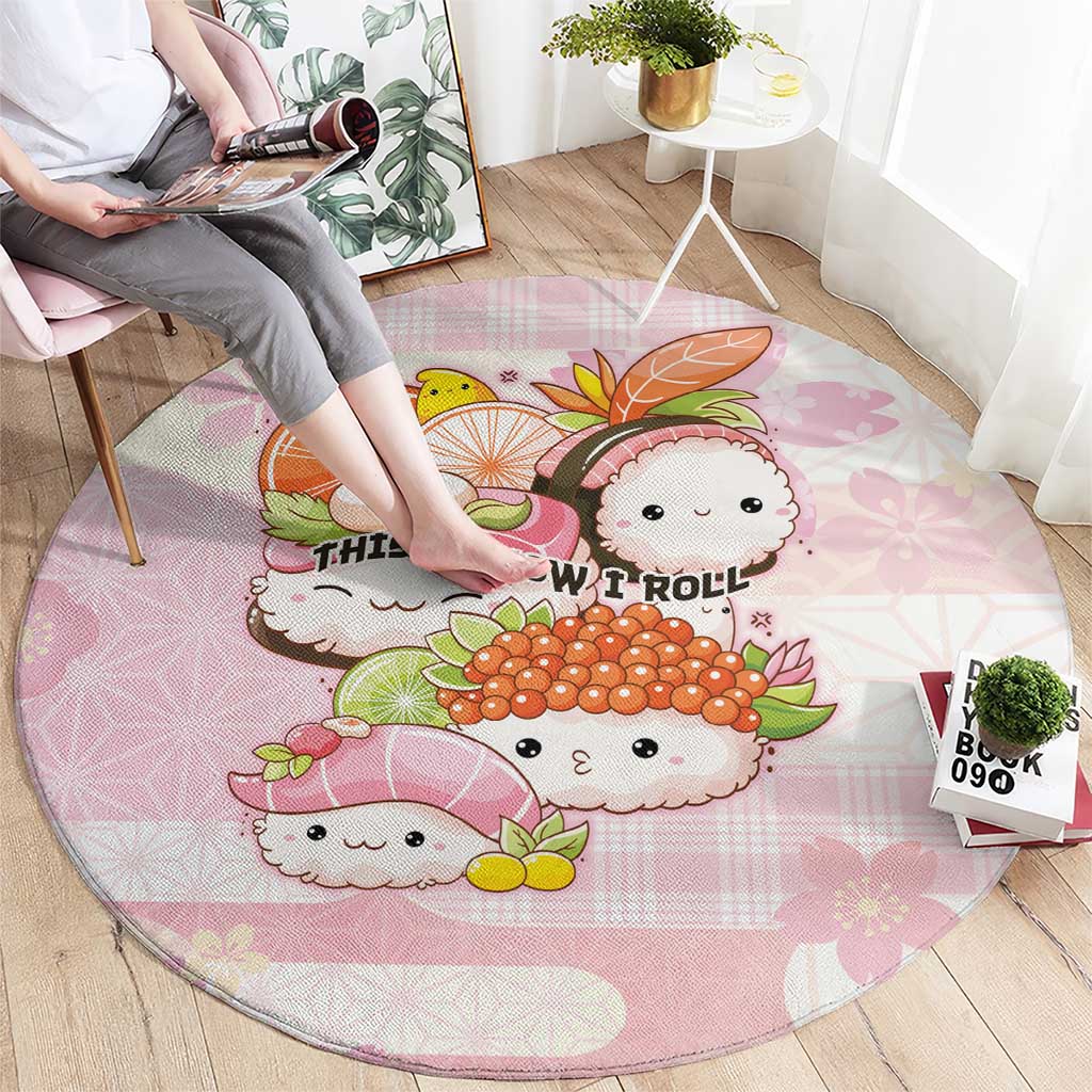 Japanese Kawaii Sushi Round Carpet Pink Wagara Palaka This Is How I Roll