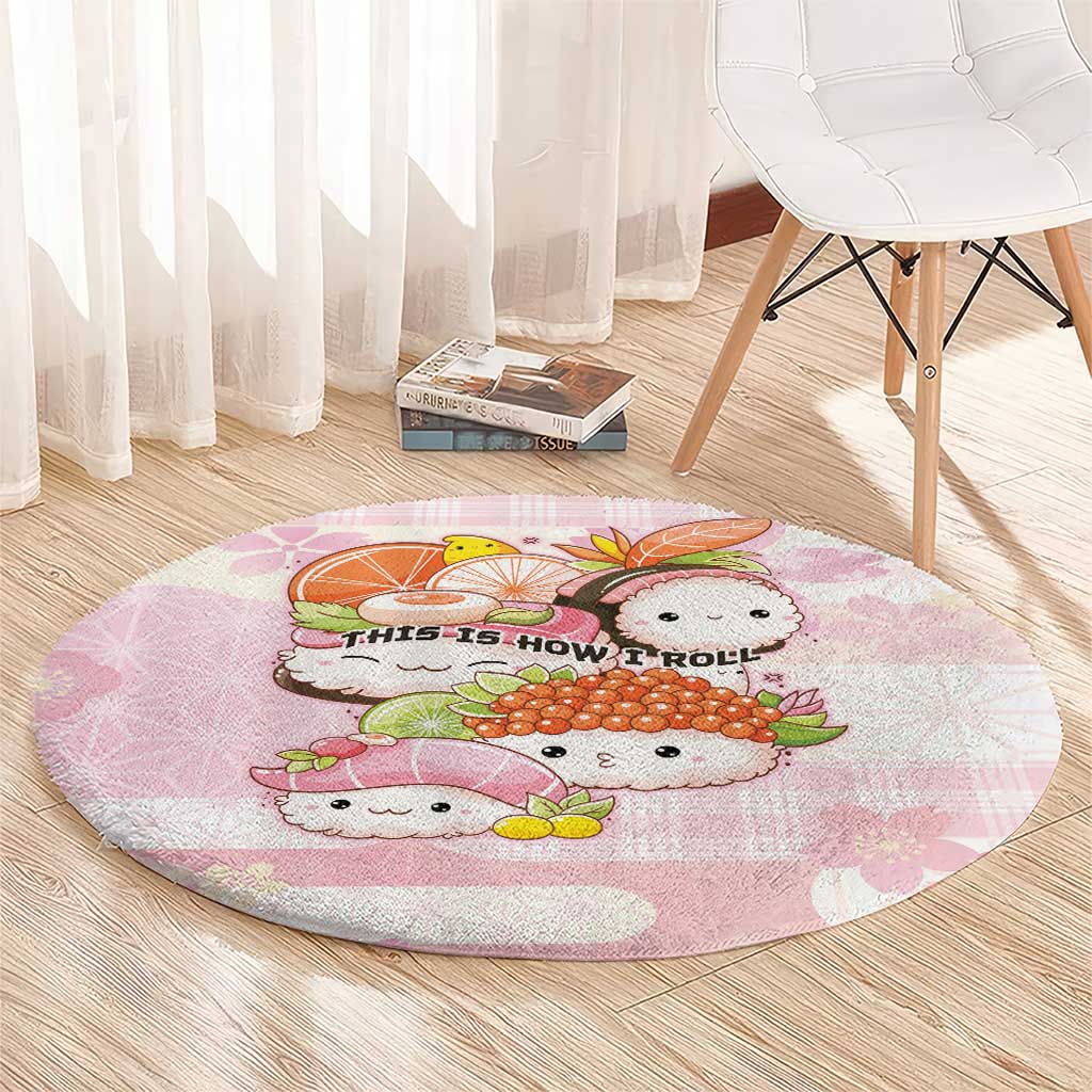 Japanese Kawaii Sushi Round Carpet Pink Wagara Palaka This Is How I Roll