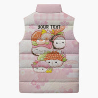 Personalized Japanese Kawaii Sushi Sleeveless Puffer Jacket Pink Wagara Palaka This Is How I Roll