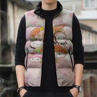 Personalized Japanese Kawaii Sushi Sleeveless Puffer Jacket Pink Wagara Palaka This Is How I Roll