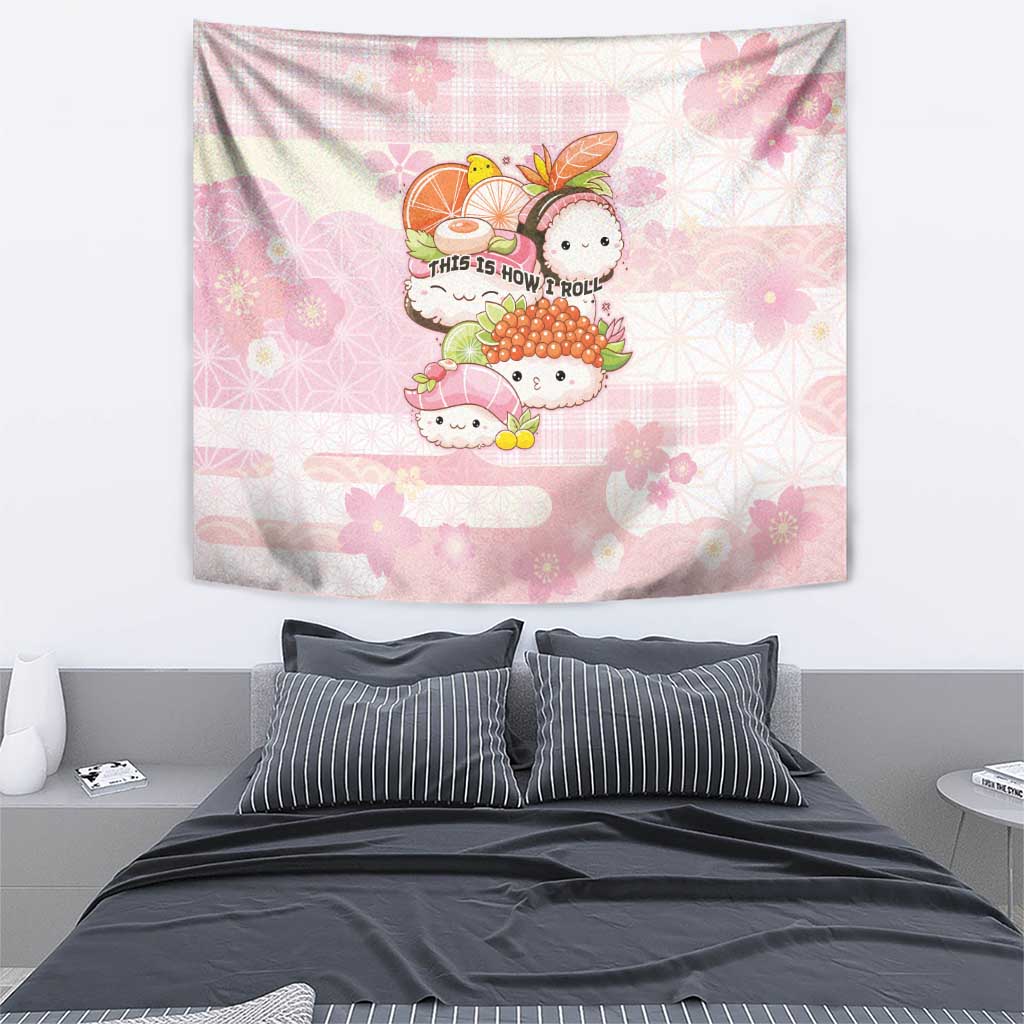 Japanese Kawaii Sushi Tapestry Pink Wagara Palaka This Is How I Roll