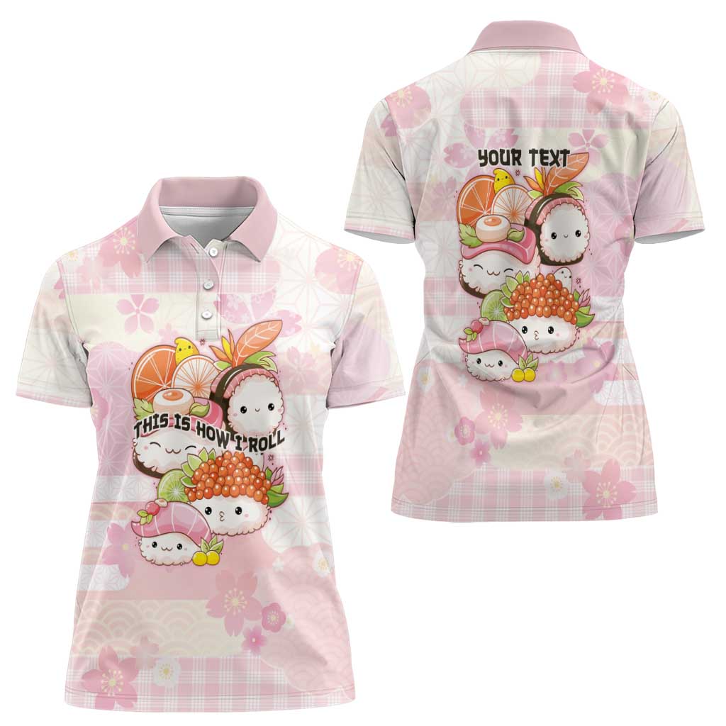 Personalized Japanese Kawaii Sushi Women Polo Shirt Pink Wagara Palaka This Is How I Roll