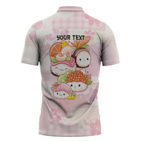 Personalized Japanese Kawaii Sushi Zipper Polo Shirt Pink Wagara Palaka This Is How I Roll