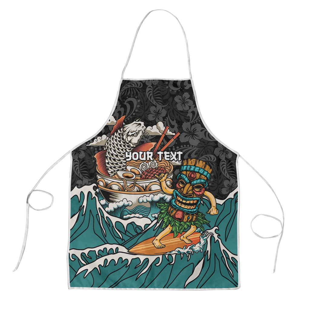 Personalized Japanese Koi Fish Ramen Apron Tiki Surfing Wagara Hibiscus Pattern