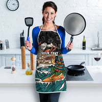 Personalized Japanese Koi Fish Ramen Apron Tiki Surfing Wagara Hibiscus Pattern